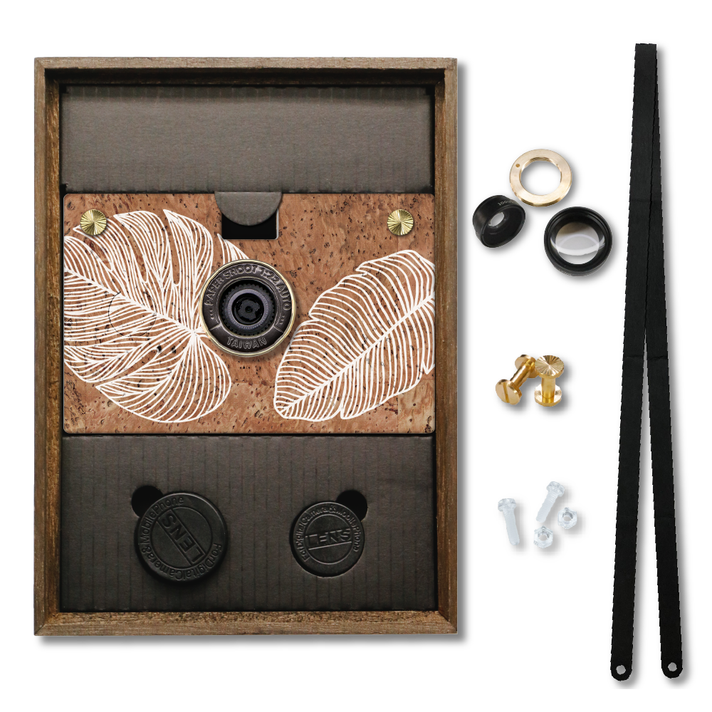 Camera Bundle - Cork Case - White Leaf