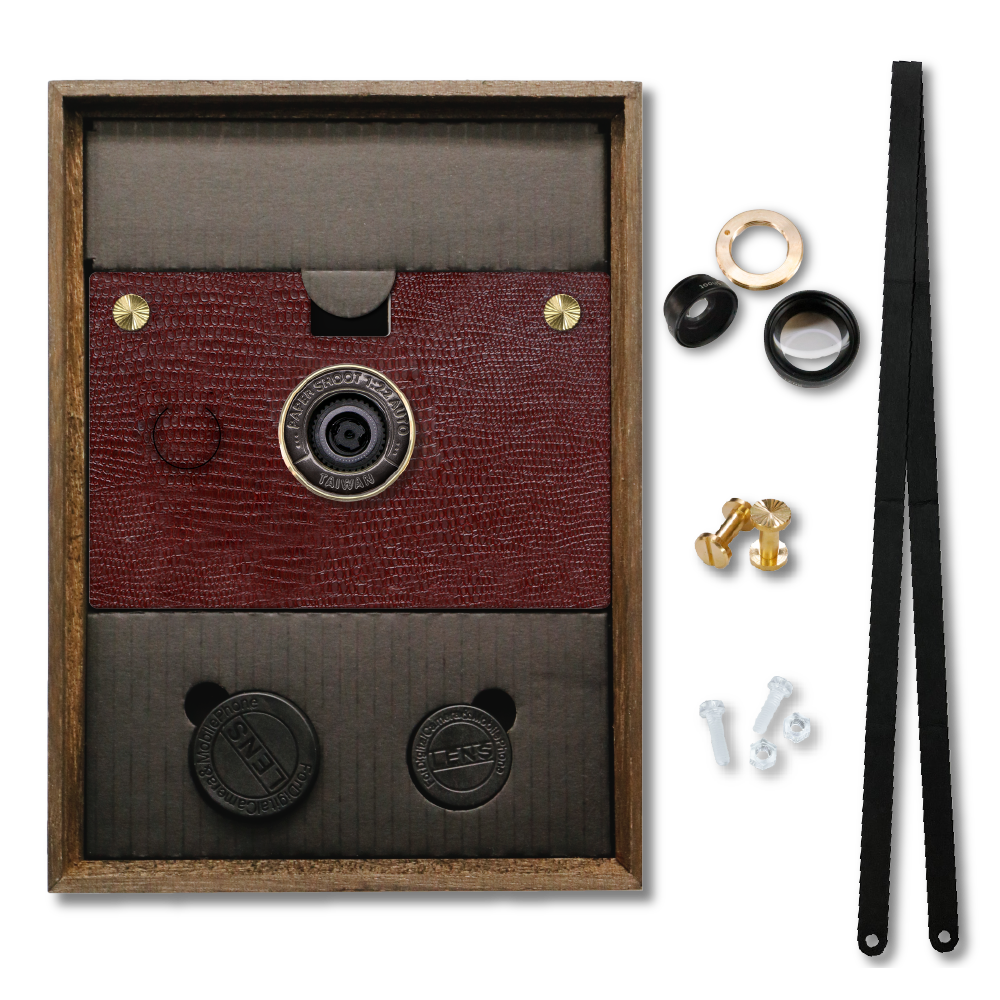 Camera Bundle - Leather Texture Case - Burgundy Red