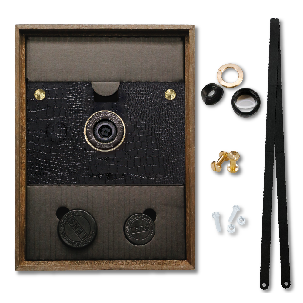 Camera Bundle - Leather Texture Case - Black