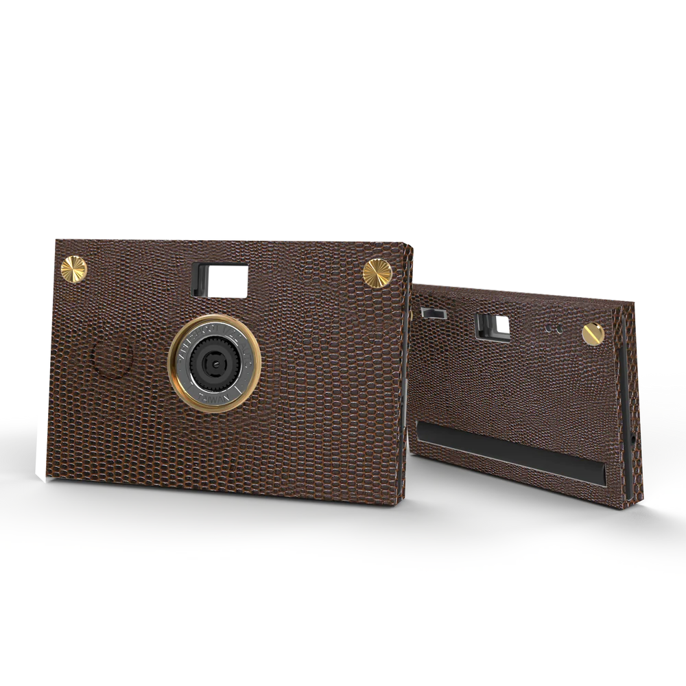 Camera Bundle - Leather Texture Case - Dark Camel Brown