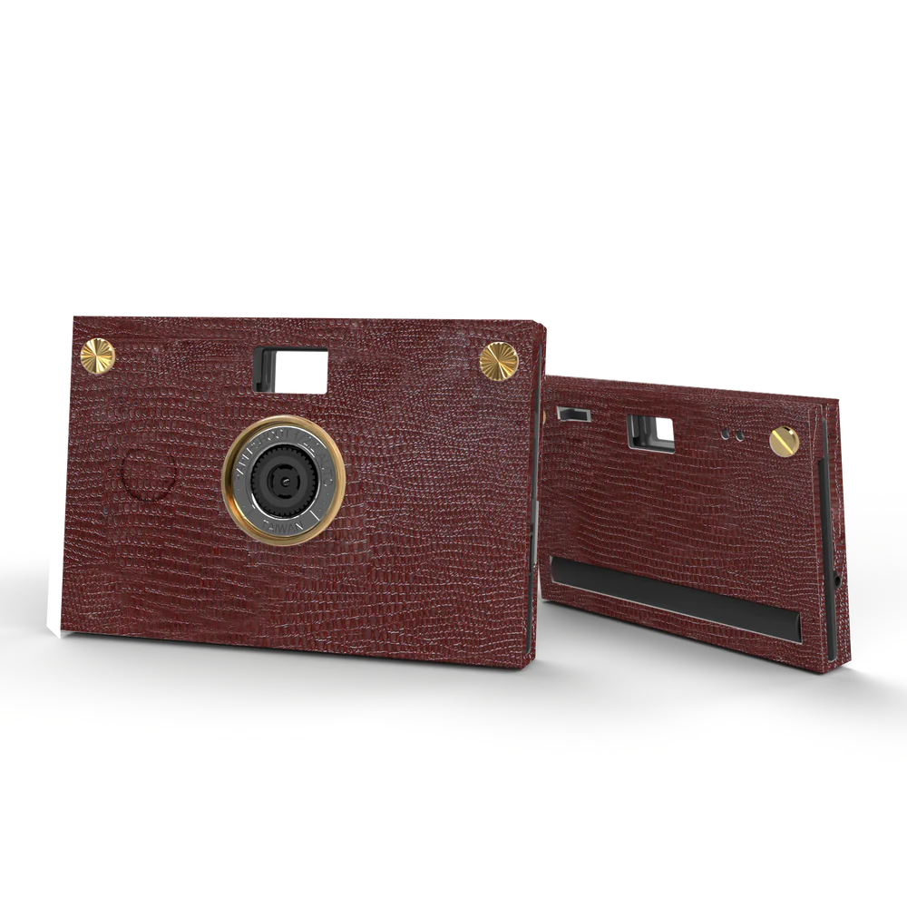 Camera Bundle - Leather Texture Case - Burgundy Red