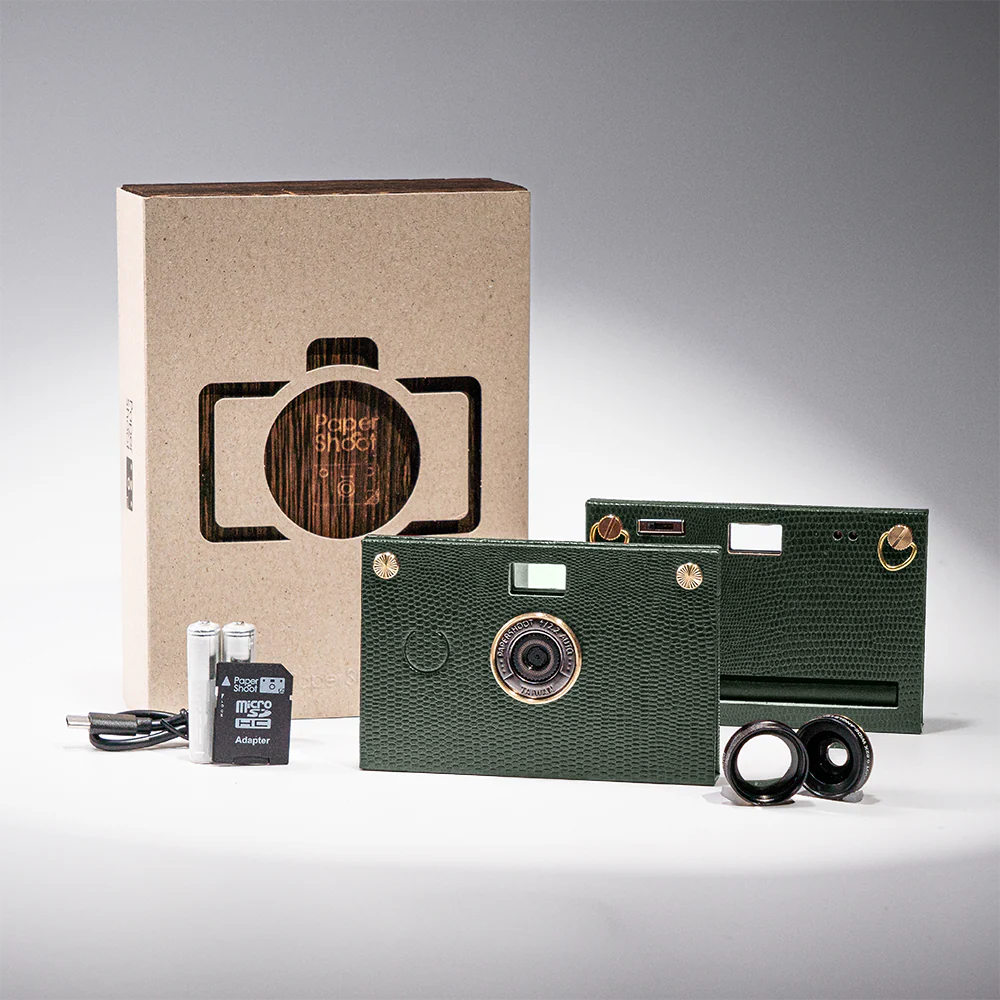 Camera Bundle - Leather Texture Case - Spruce Green